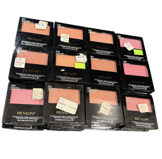 Shelf Pull Makeup - Revon Powder Blush With Bruh, Assorted Shades - 48 PCs Lot cosmetics liquidation invemtory ecommerce boutique flea market garage sale ebay