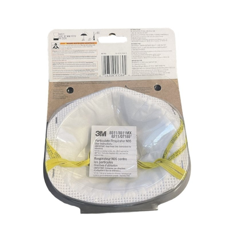 3M N95 Valve Respirator 8511 Cool Flow, White