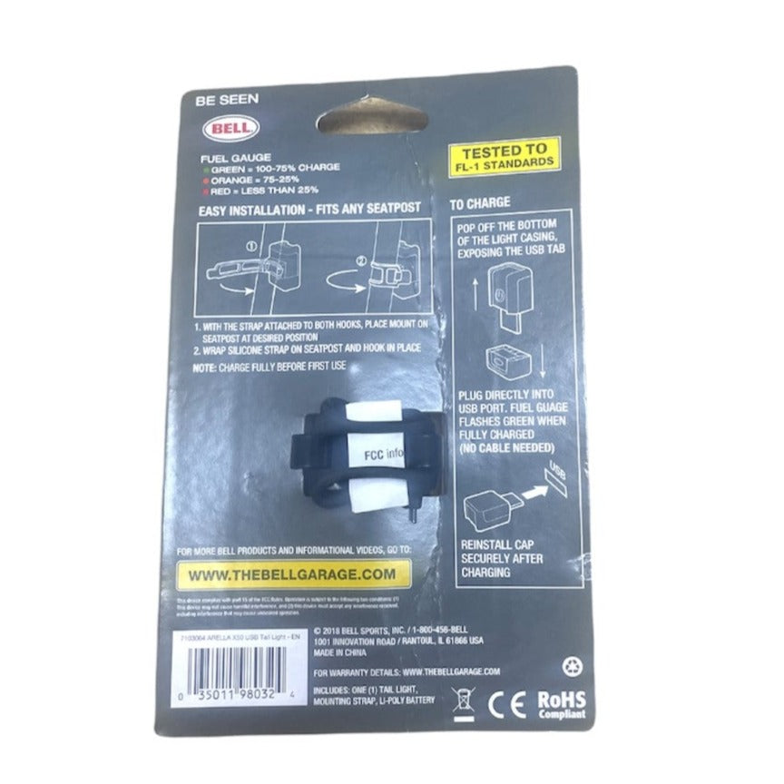 Bell Arella X50 USB Rechargeable Bicycle Tail Light, 30 Lumens