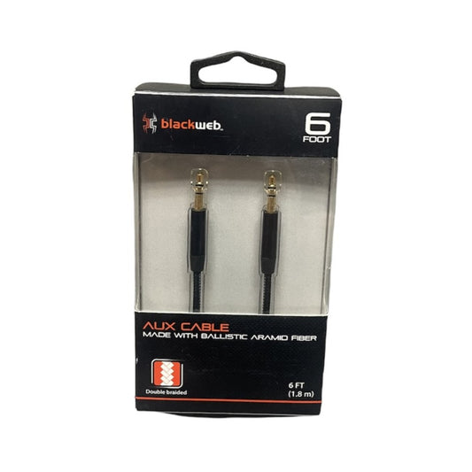 Blackweb 3.5MM Aux Cable, 6 ft, Double Braided, Black