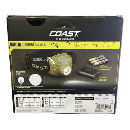 COAST FL60R Rechargeable Dual Power 450 Lumen Wide Angle Flood Beam Focusing LED Headlamp
