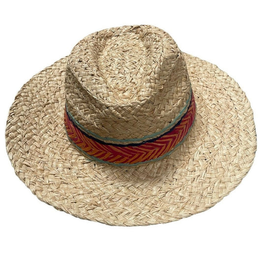 Hat Attack Chili Inset Rancher Raffia Hat Natural - One Size