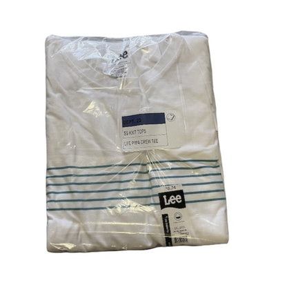 Lee Men's Premium Pima Tee, White & Stripes Size 2XL