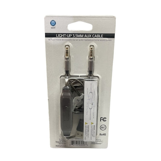 ONN Light Up 3.5MM Aux Cable, 4 ft, ONA18AV028