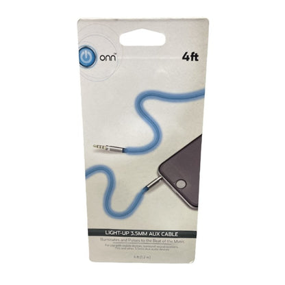 ONN Light Up 3.5MM Aux Cable, 4 ft, ONA18AV028