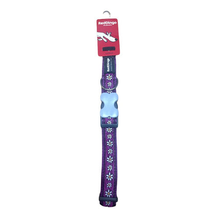 Red Dingo Daisy Chain Dog Collar, Large, Adjustable Neck Size, Purple
