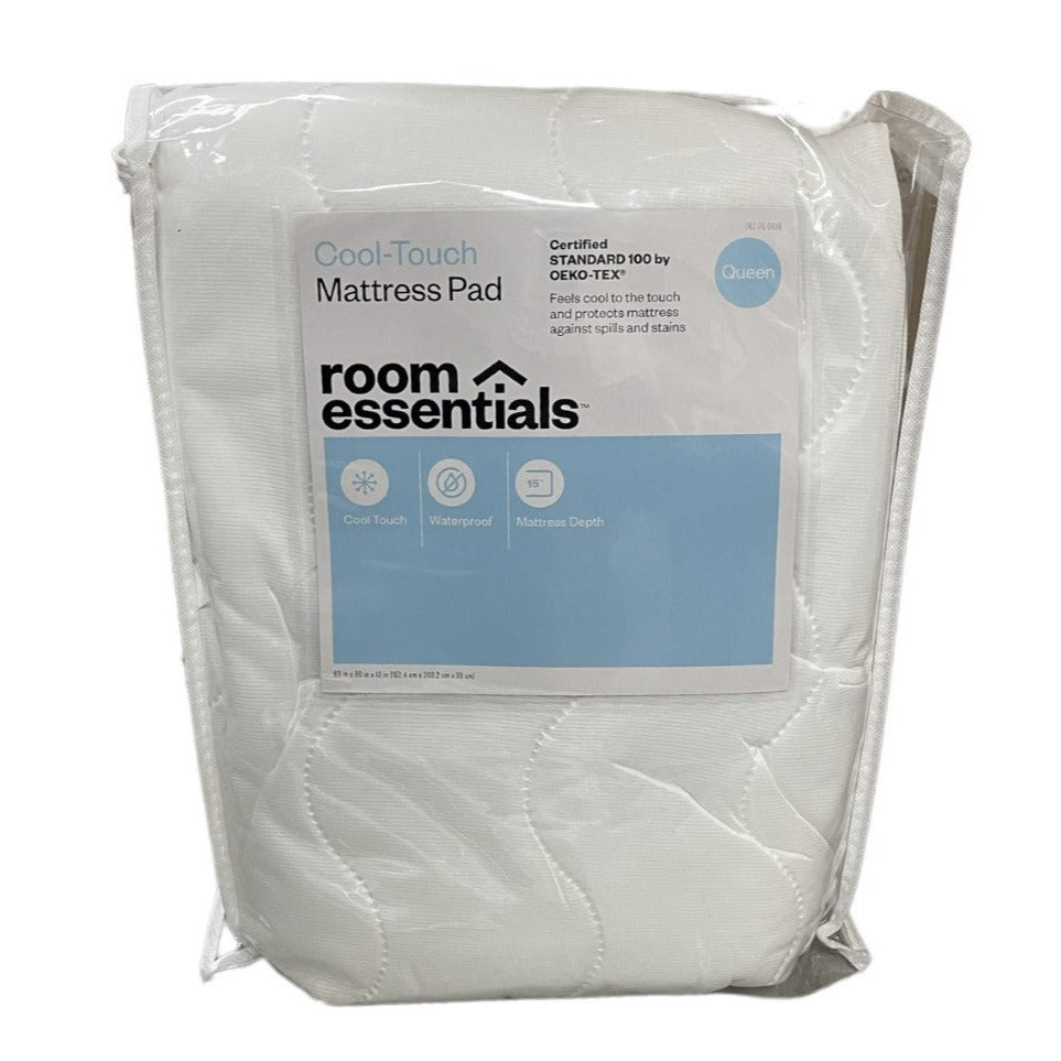 Room Essentials Queen Machine Washable Cooling Waterproof Quilted Mattress Pad