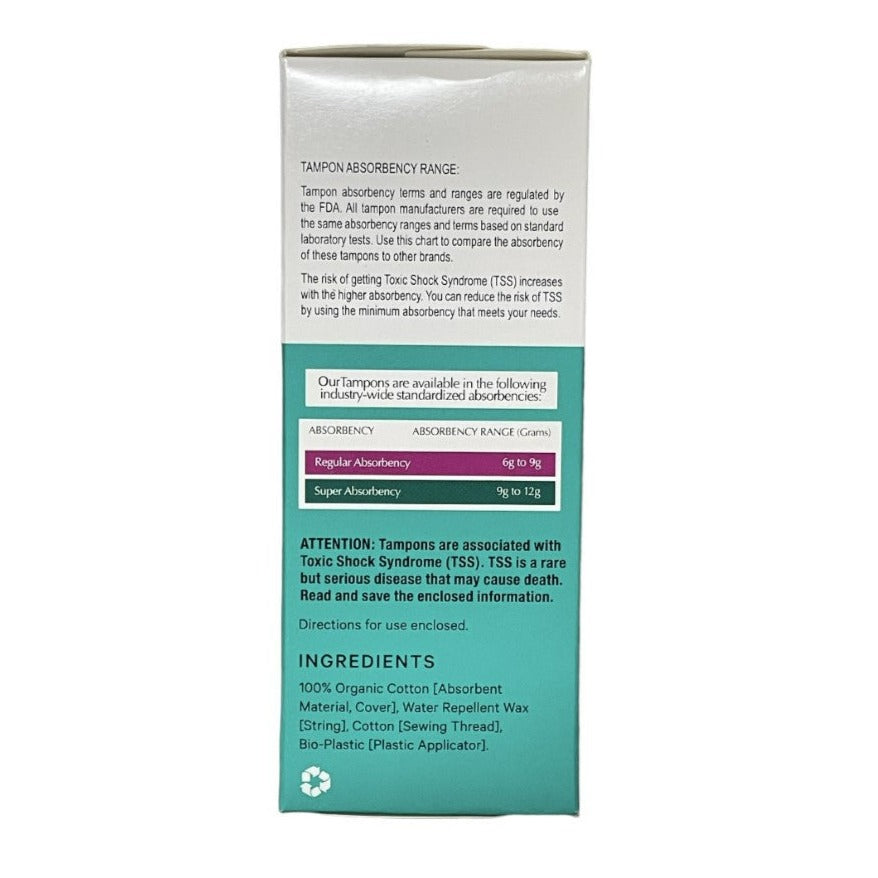 The Honey Pot Super Organic Bio-Plastic Applicator Tampons 18 Ct 