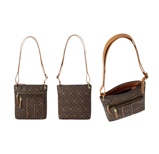 Time And Tru Crossbody Bag, Adjustable Shoulder Strap, 8.5"W x 9"H x 2"D, Brown