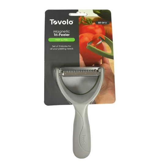 Tovolo Magnetic Veggie Tri-Peeler Set Of 3 Blades, Straight, Serrated & Julienne