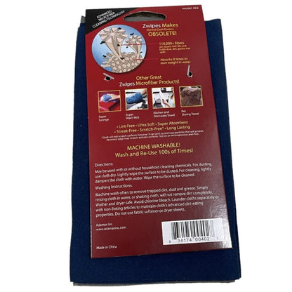 Zwipes Microfiber Screen, Eyeglass & Lens Cloth 8" x 6.5"  - 2 Packs (8 Pieces Total)